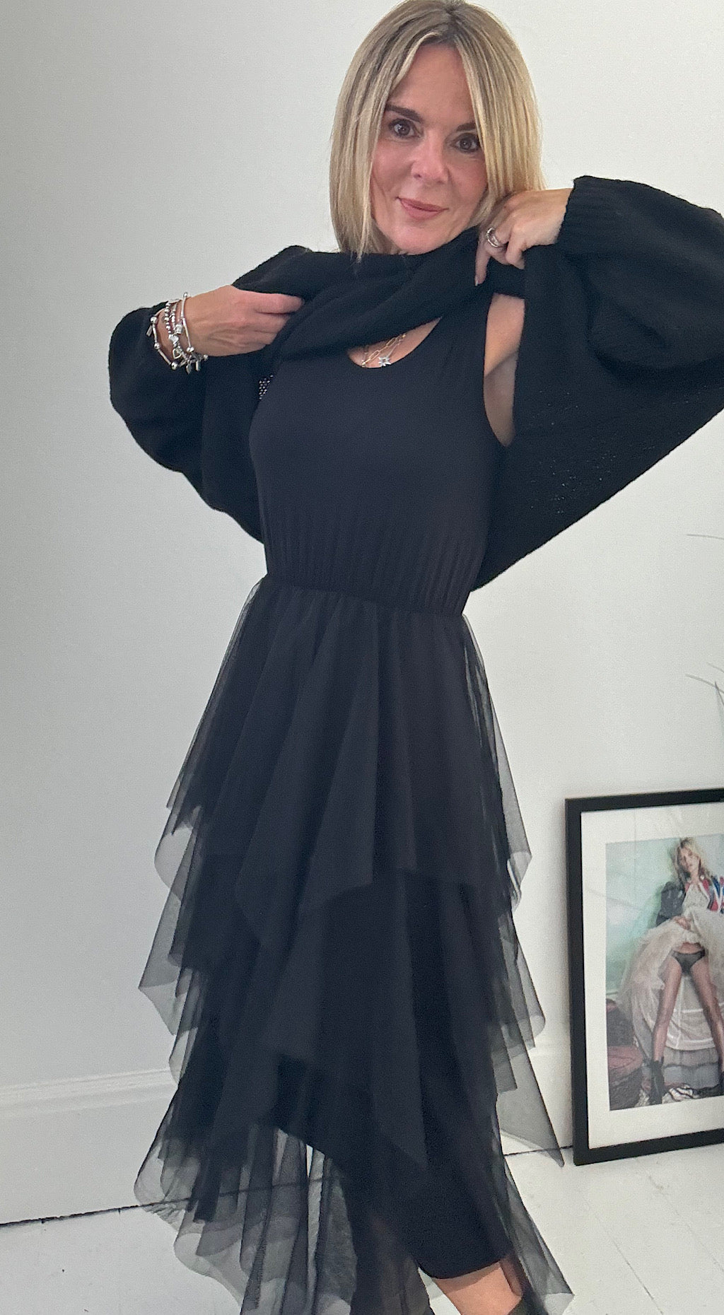 Tulle jumper dress black- sold as a set