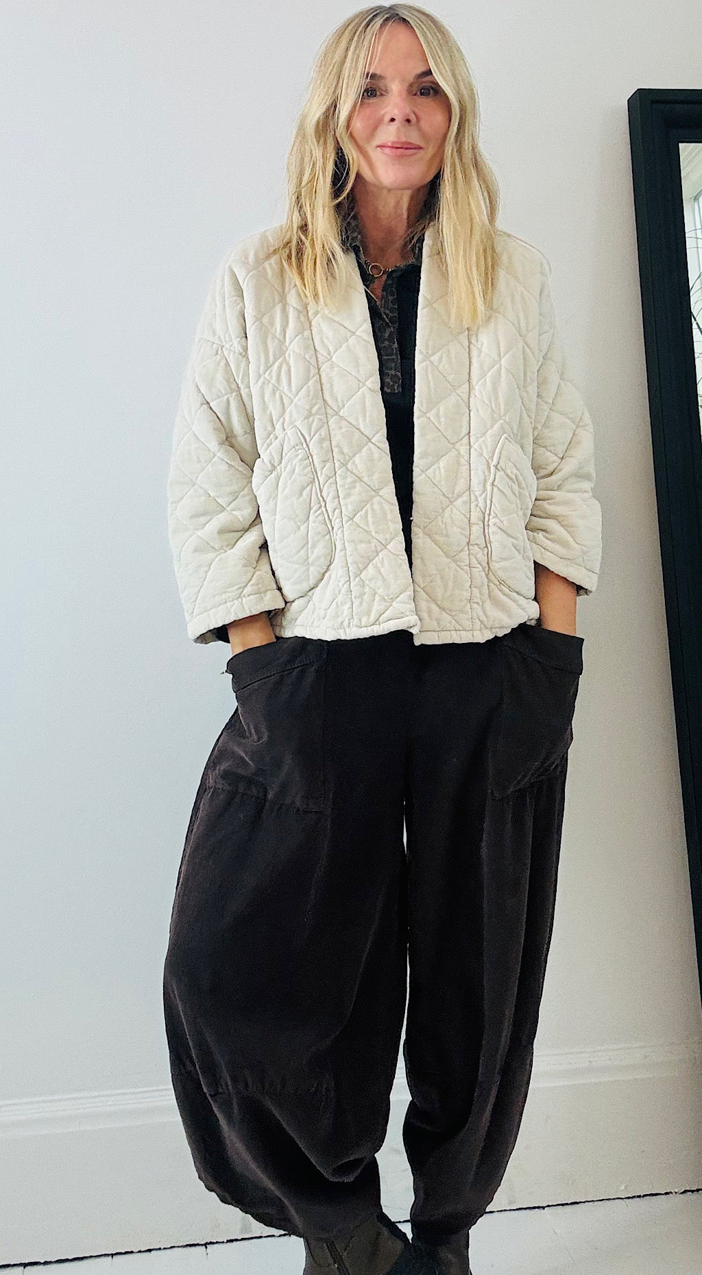 Quilted Cord Jacket - cream