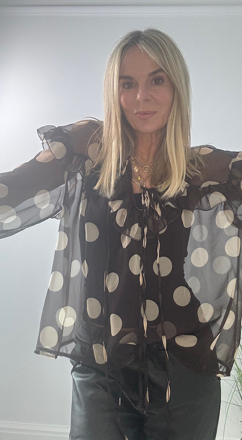 Polka Dot Sheer Blouse