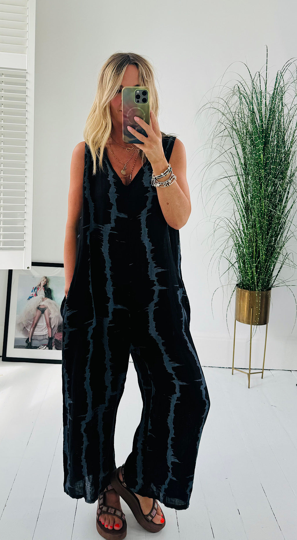 Linen Tie Dye Jumpsuit