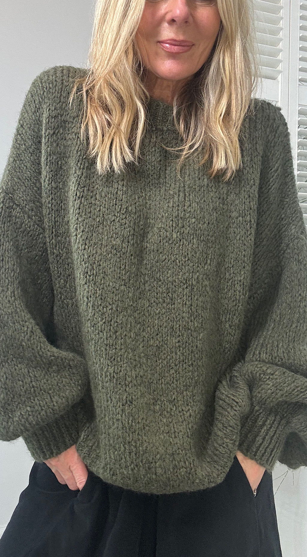 Balloon Sleeve Knit - Khaki