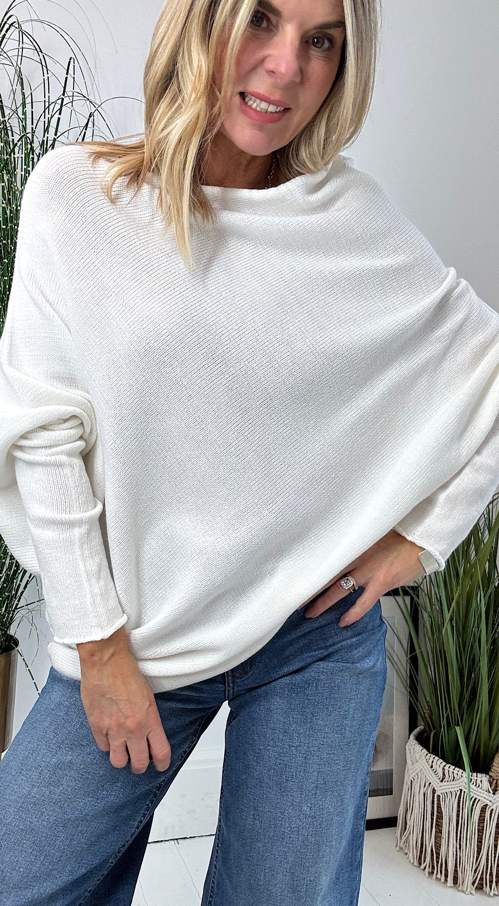 Asymmetric Knit White