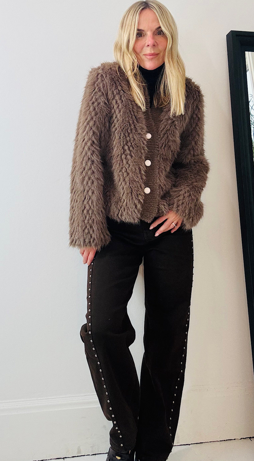 Fur Cardigan Coffee