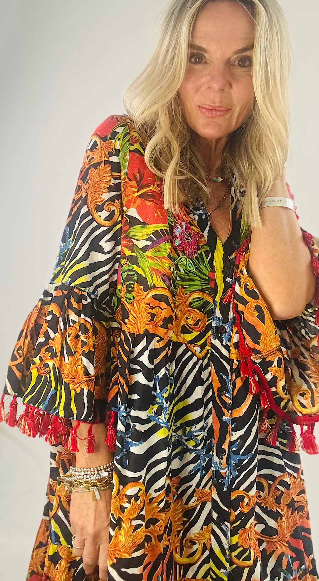 Zebra Indian  shirt maxi