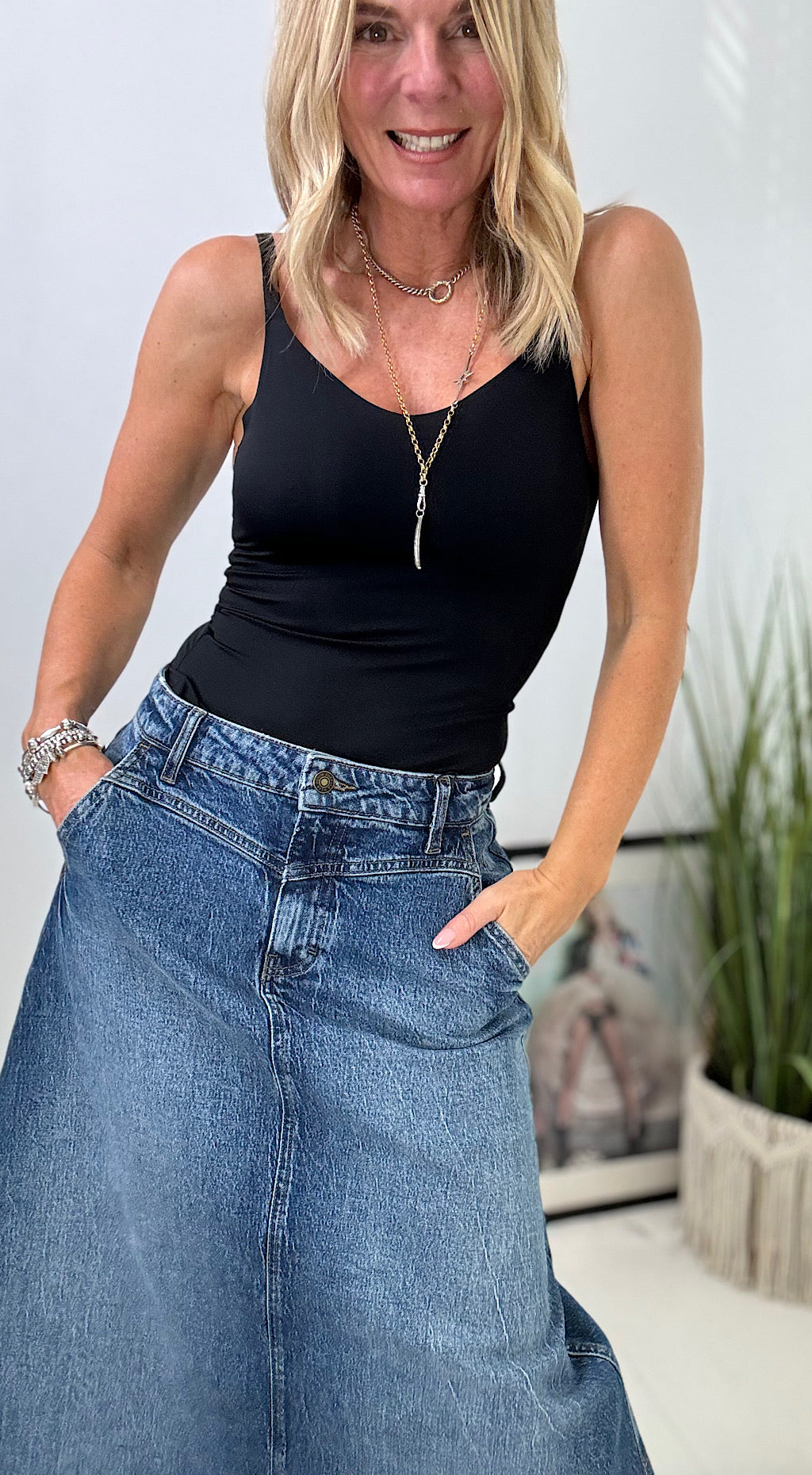 Kyra Long Denim Skirt