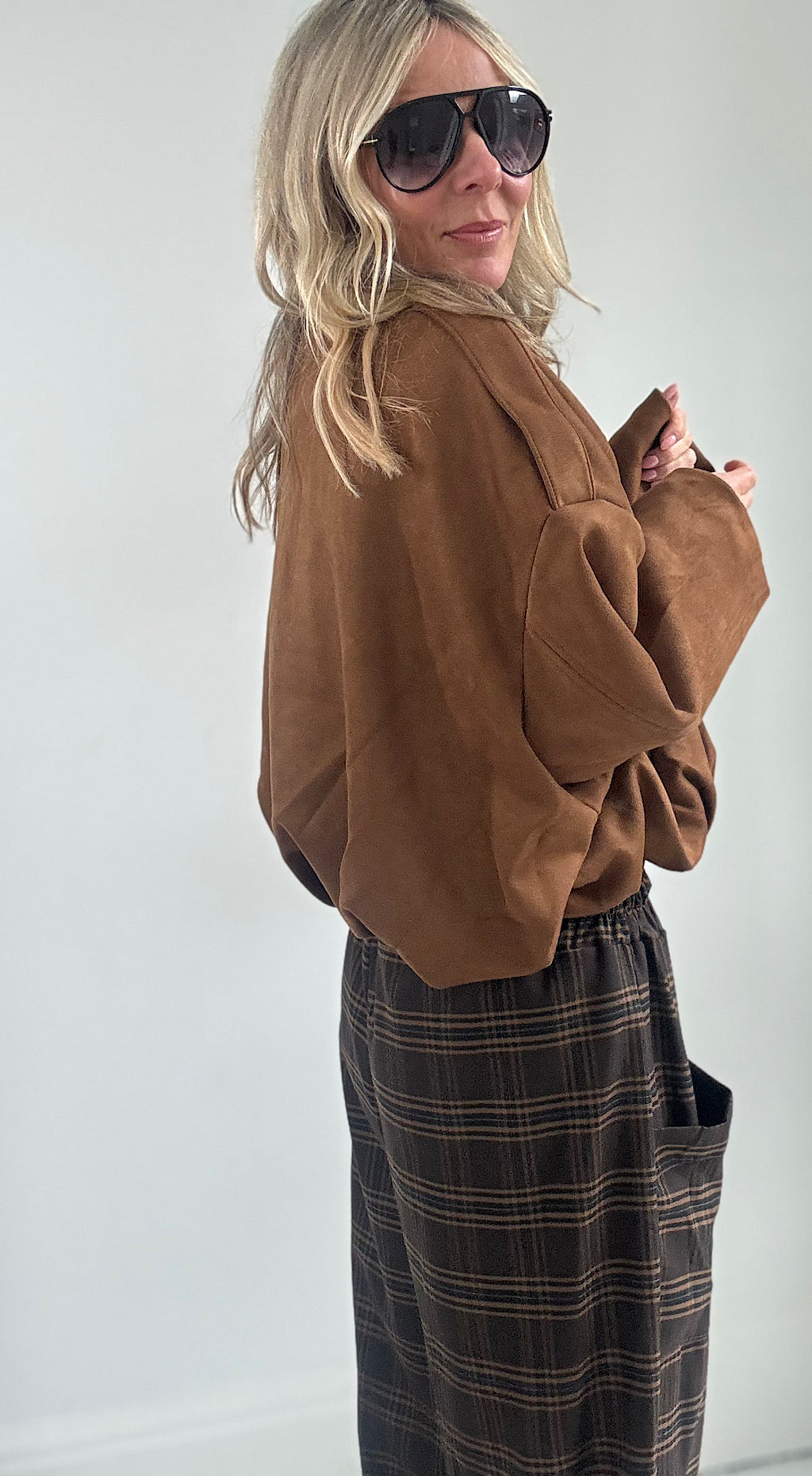 Hazel Faux Suede Bomber