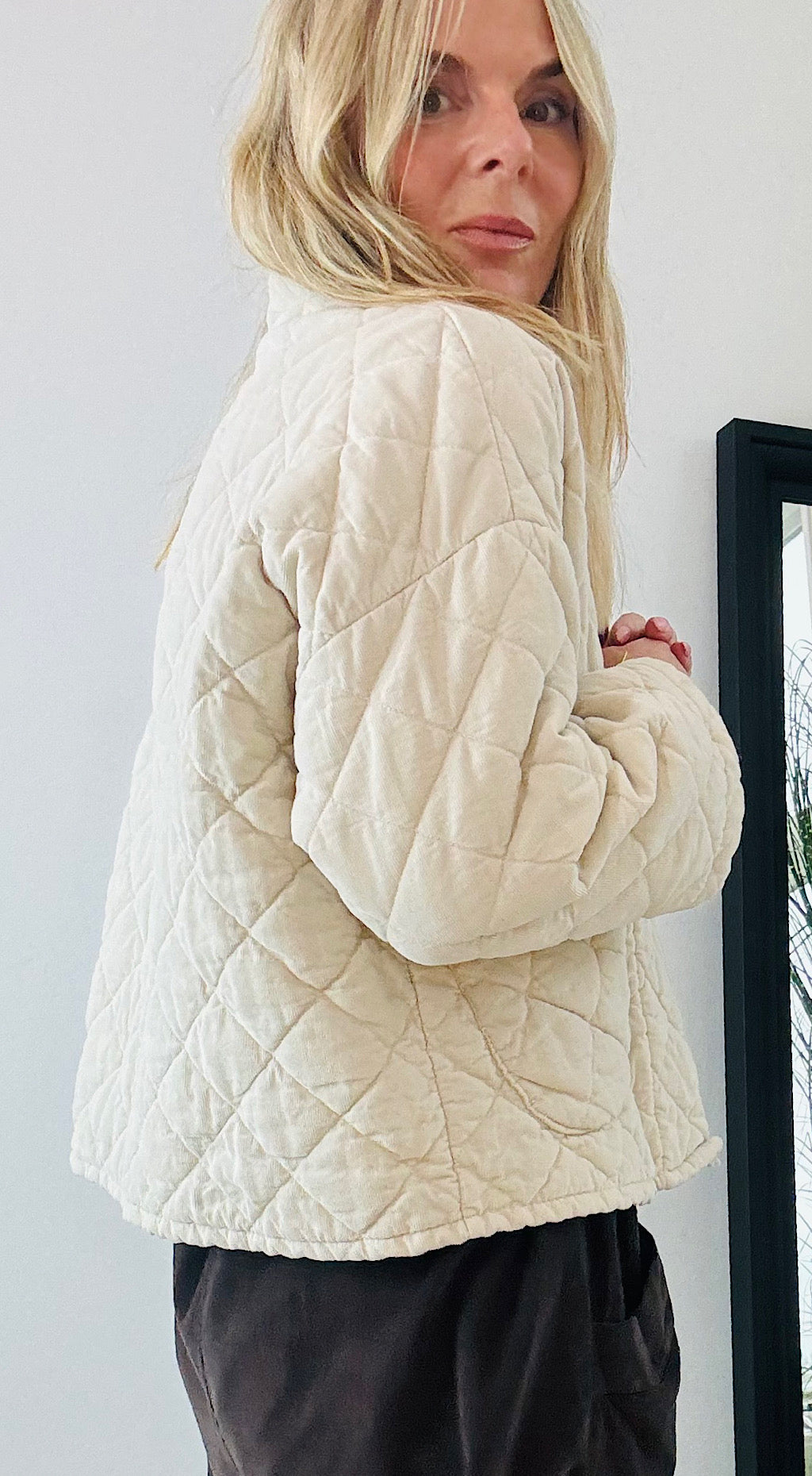 Quilted Cord Jacket - cream