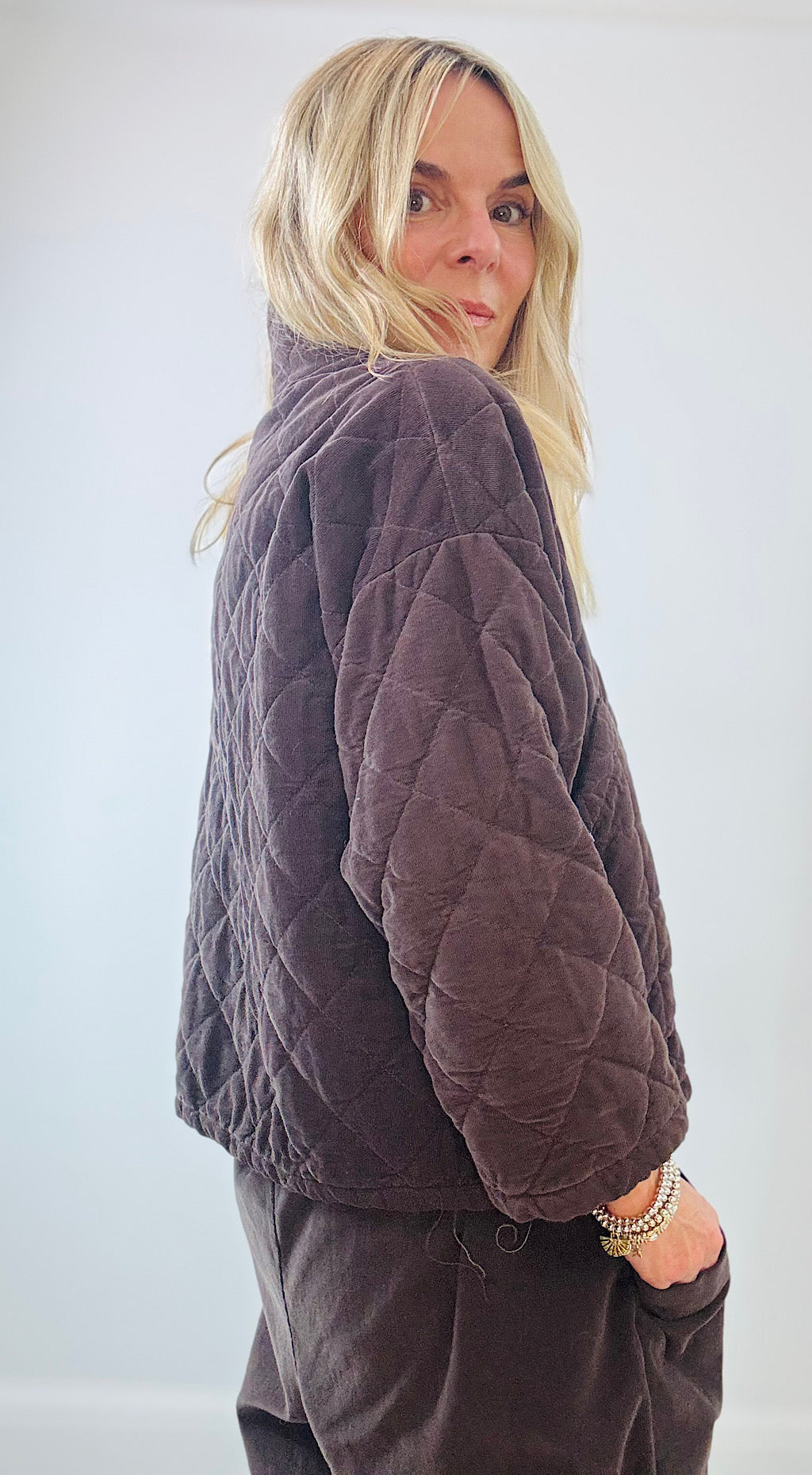 Quilted Cord Jacket - brown