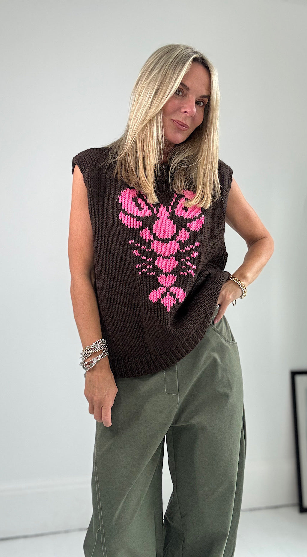 Lobster Knitted Tank - chocolate