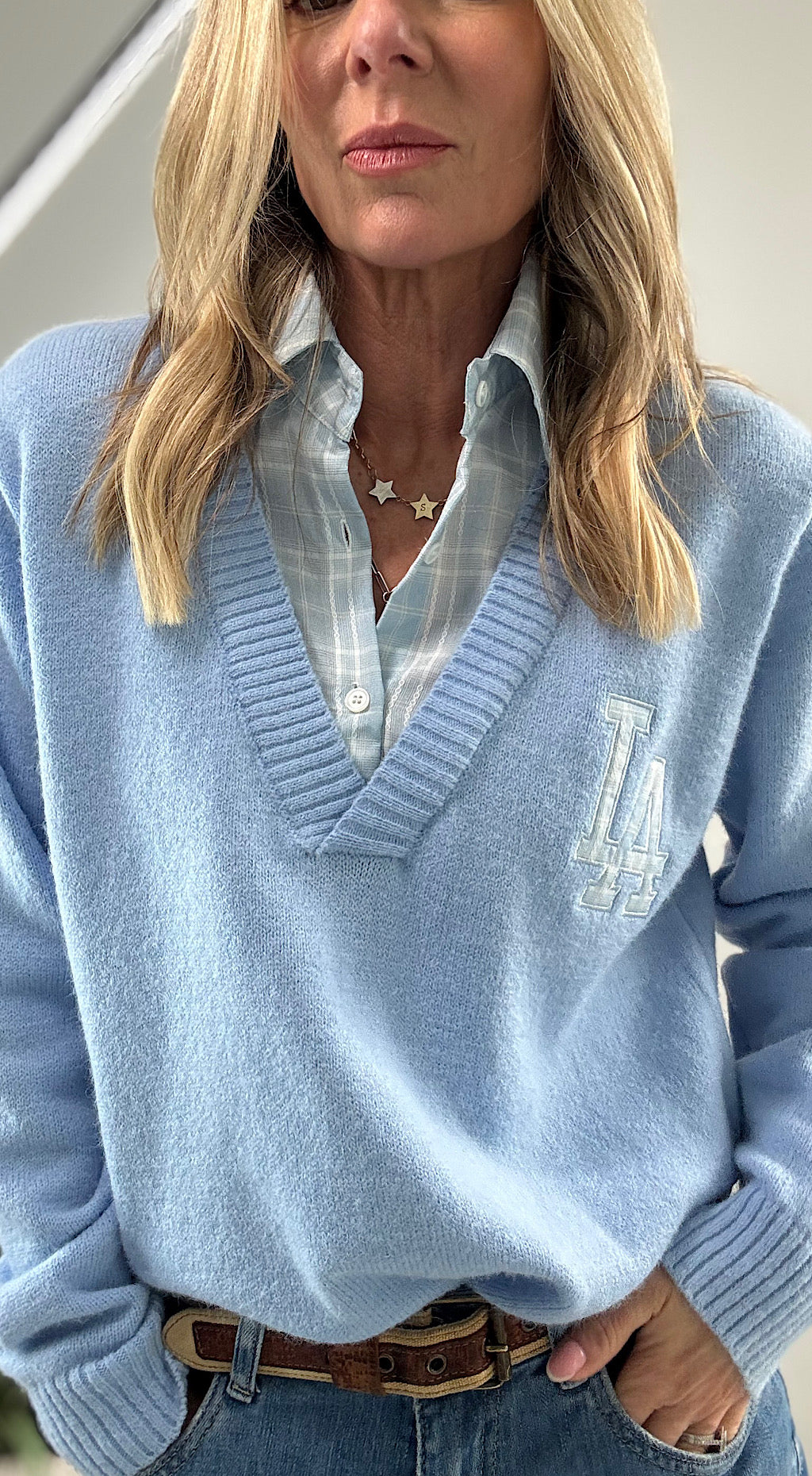 My blue LA shirt knit