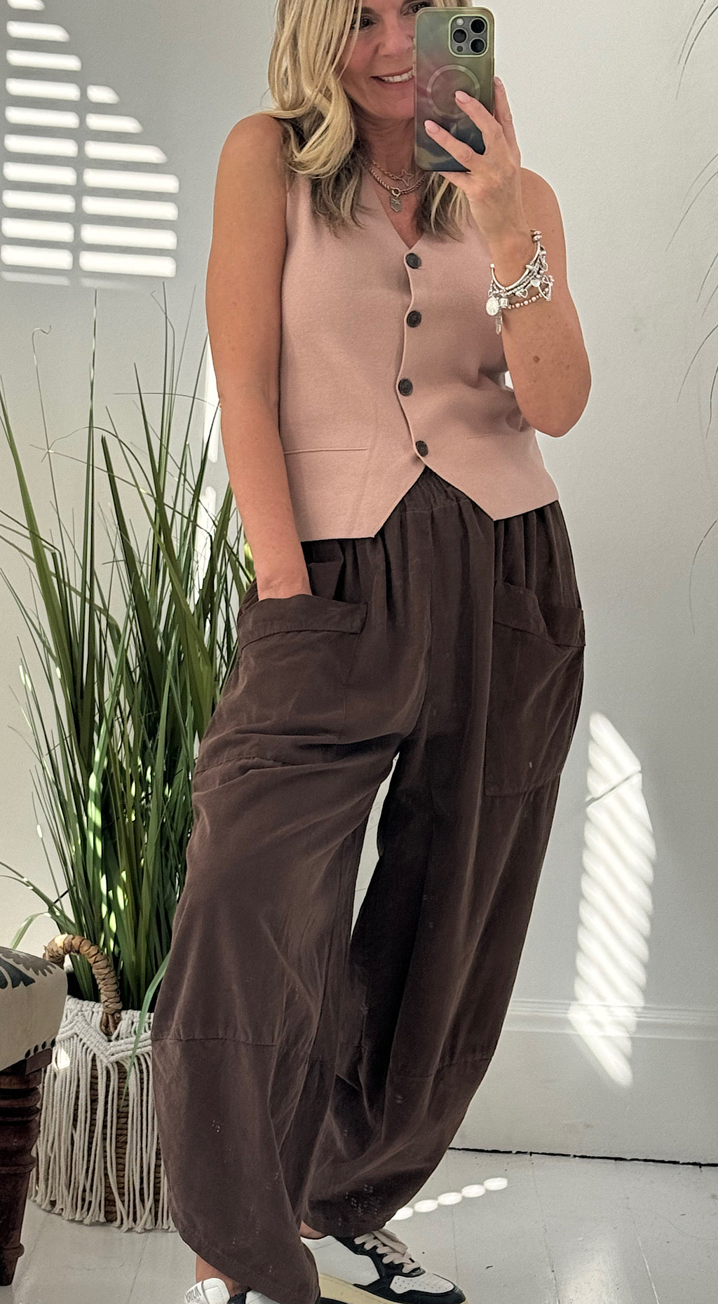 pocket cord cocoon pant brown