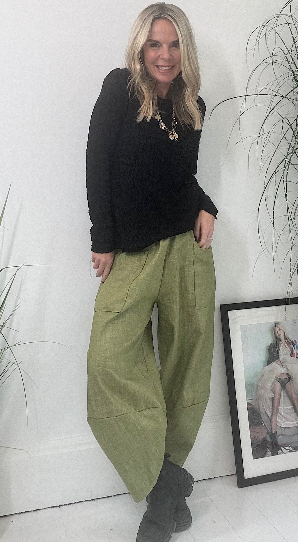 Denim Pocket Cocoon Pant - green