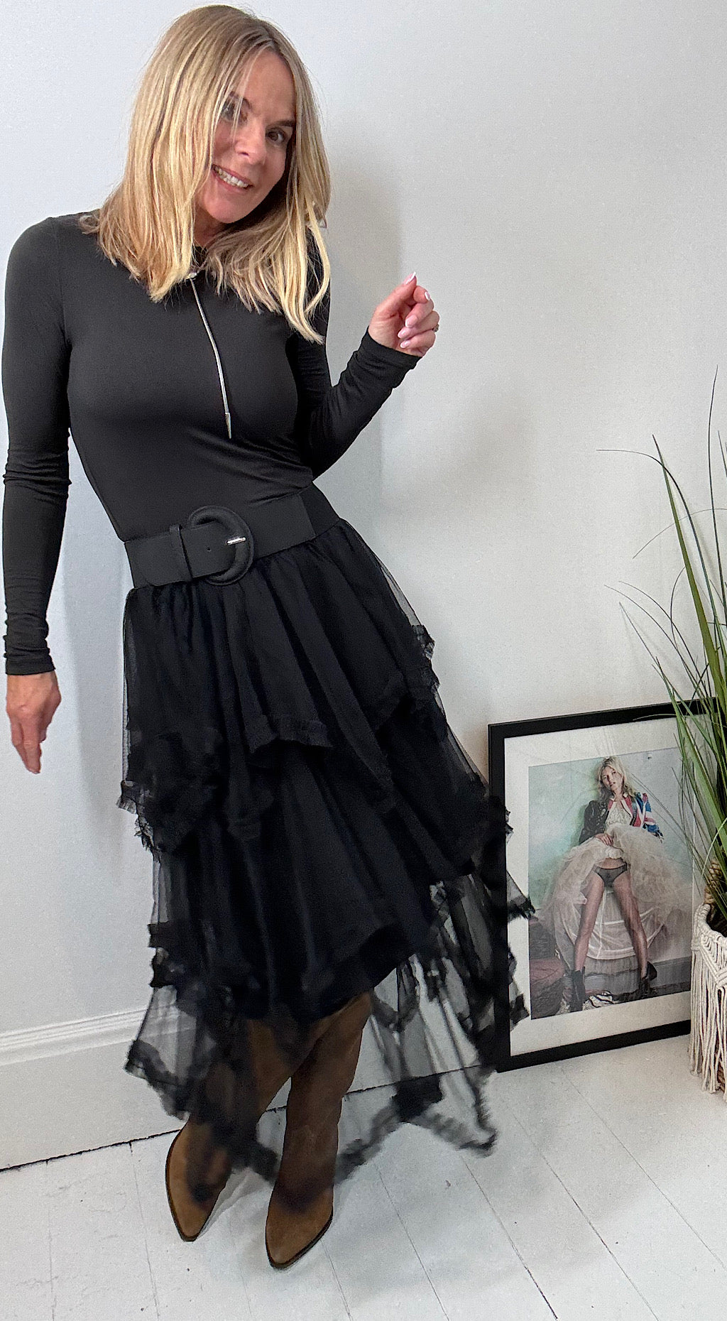 Tulle layer skirt black