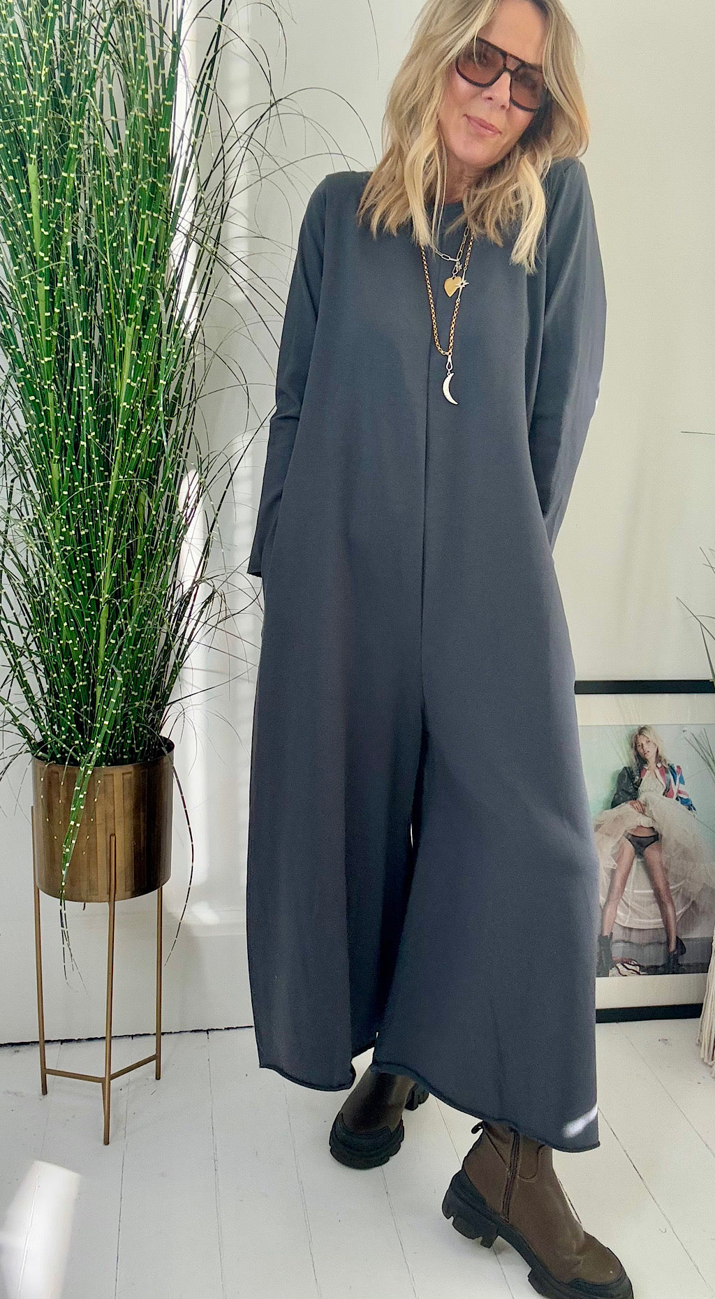 Palazzo Jumpsuit Charcoal