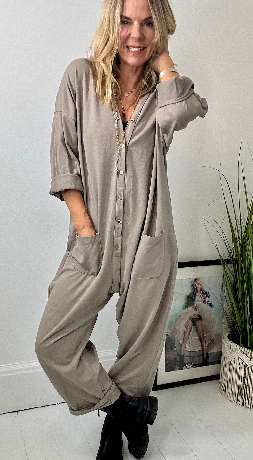 Sweatshirt Boiler Suit - mocha