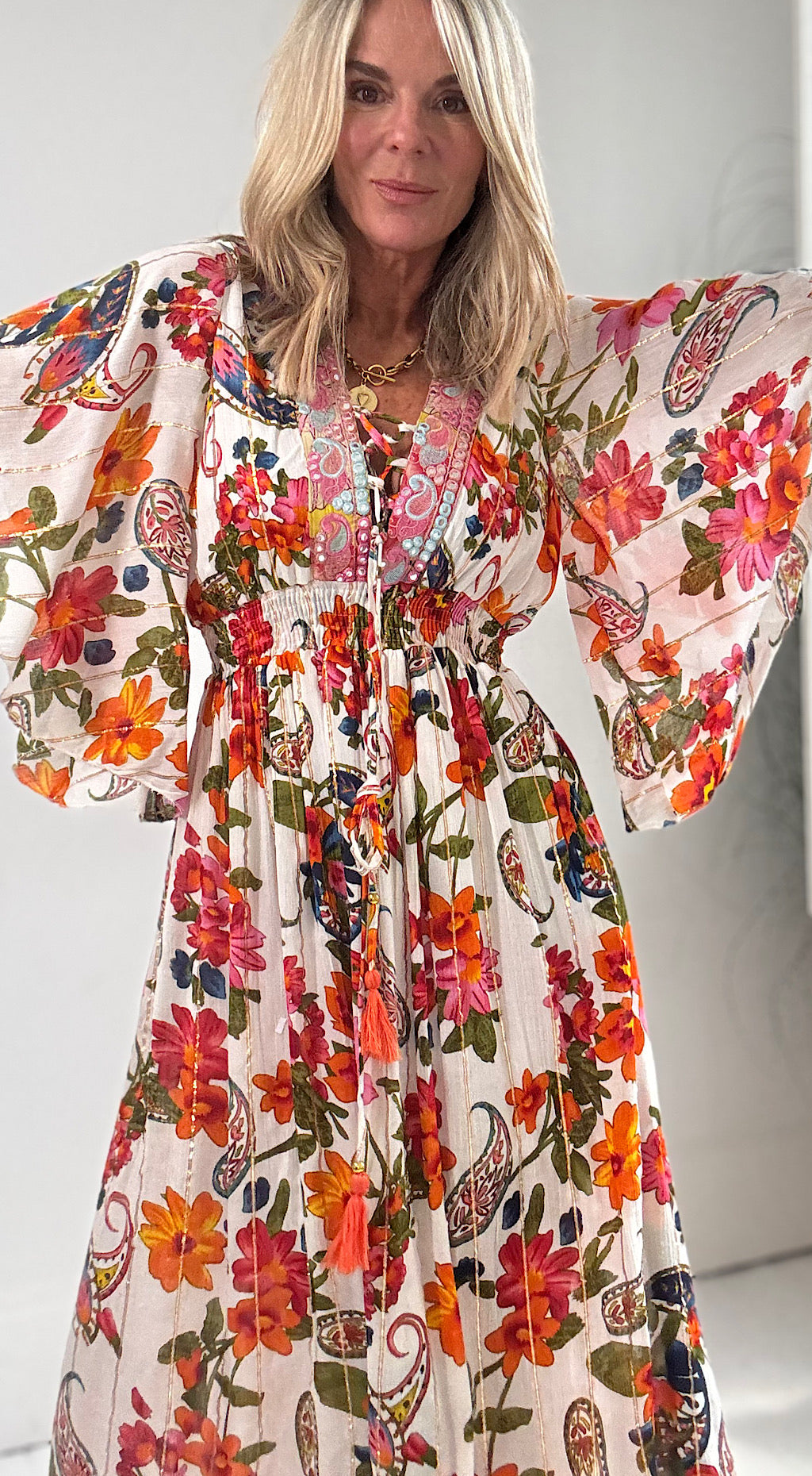 Floral white maxi dress