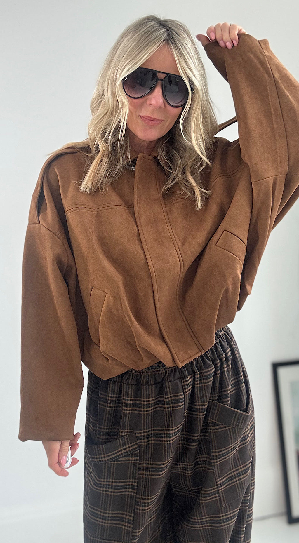 Hazel Faux Suede Bomber