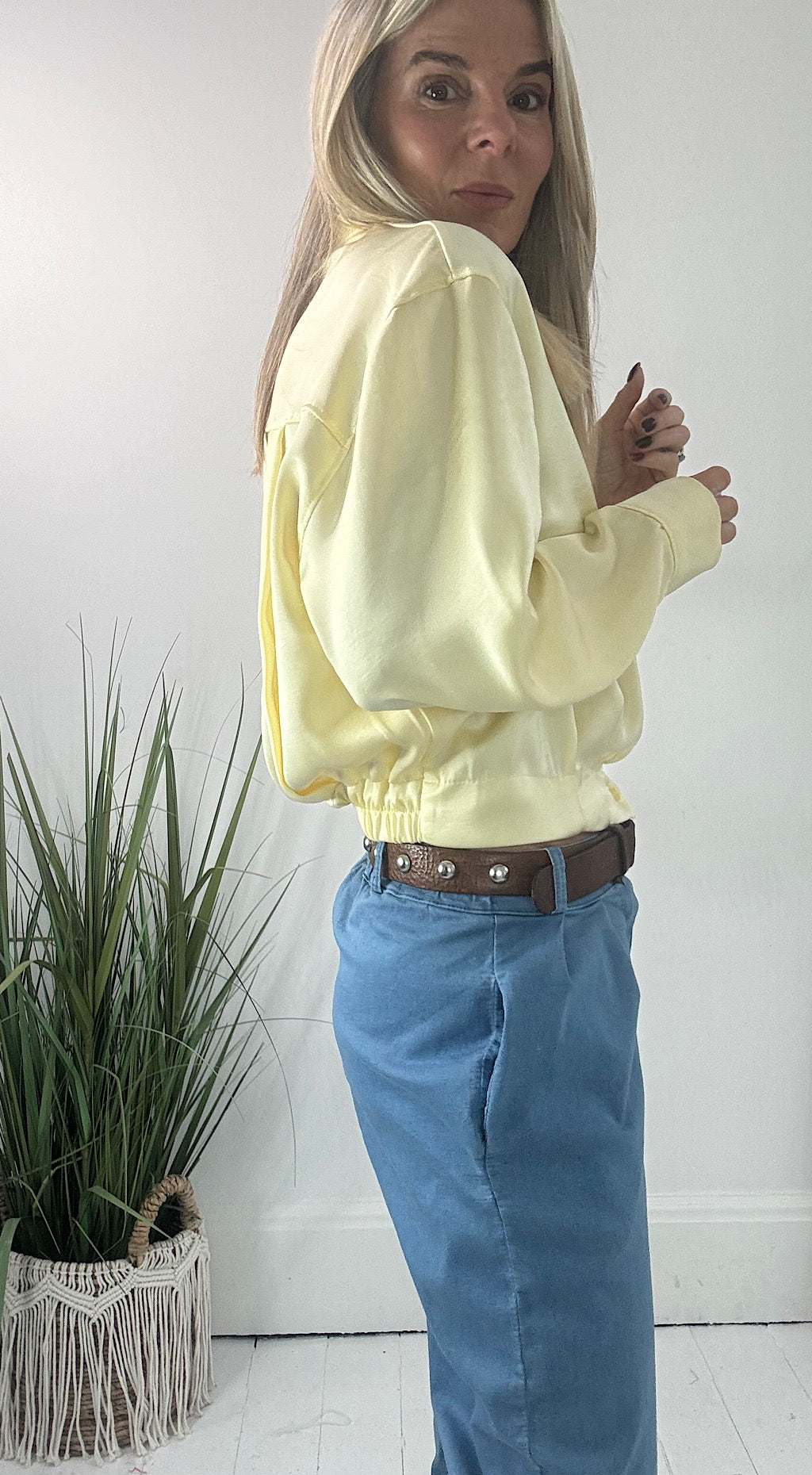 Satin Bomber Shirt - lemon