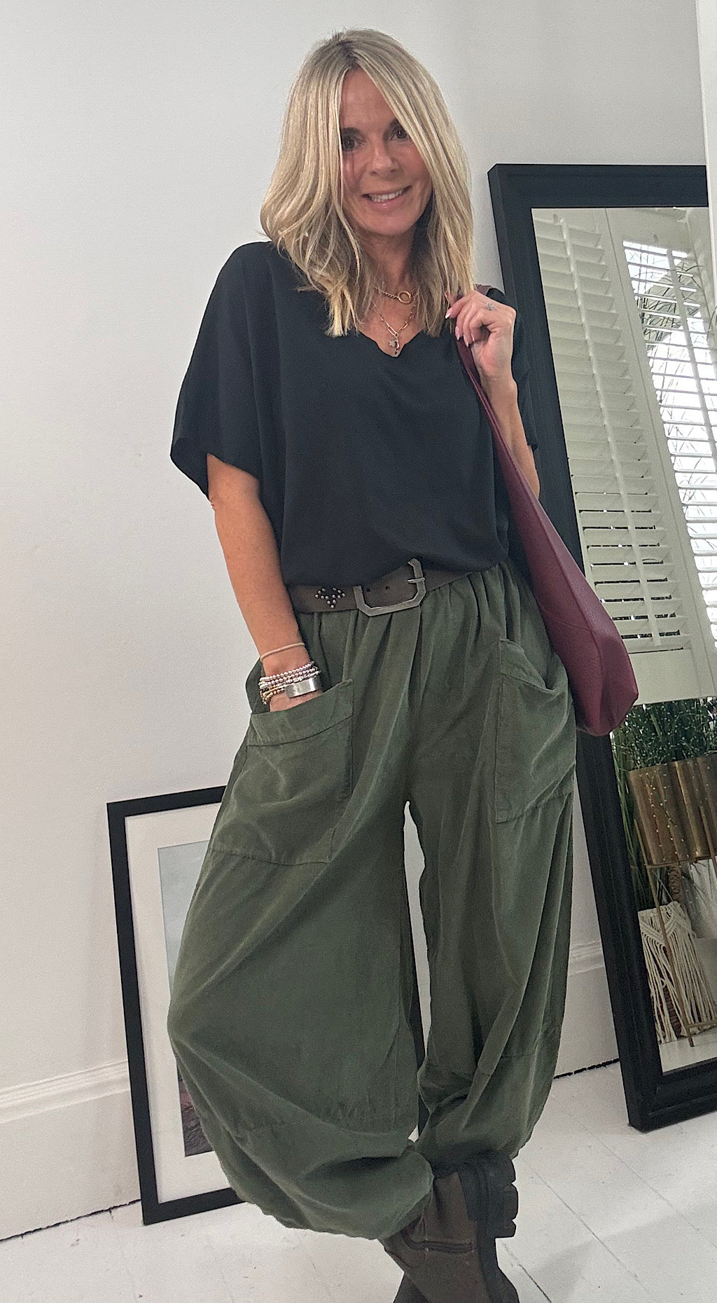 Pocket Cocoon pant cord khaki