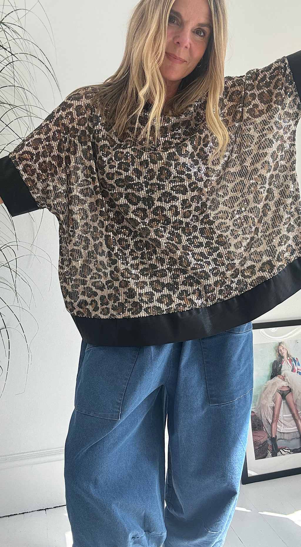 Sequin Leopard Top