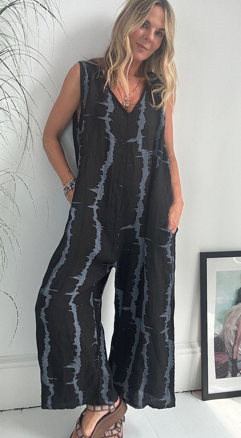 Linen Tie Dye Jumpsuit