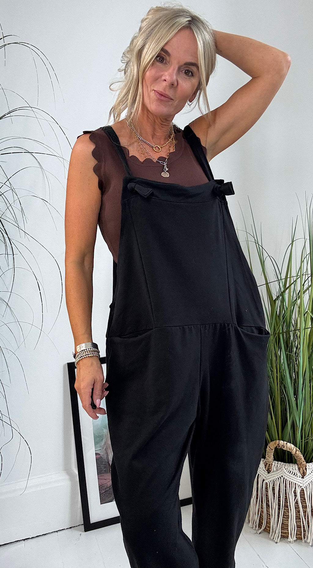 Sweatshirt Dungarees - Black