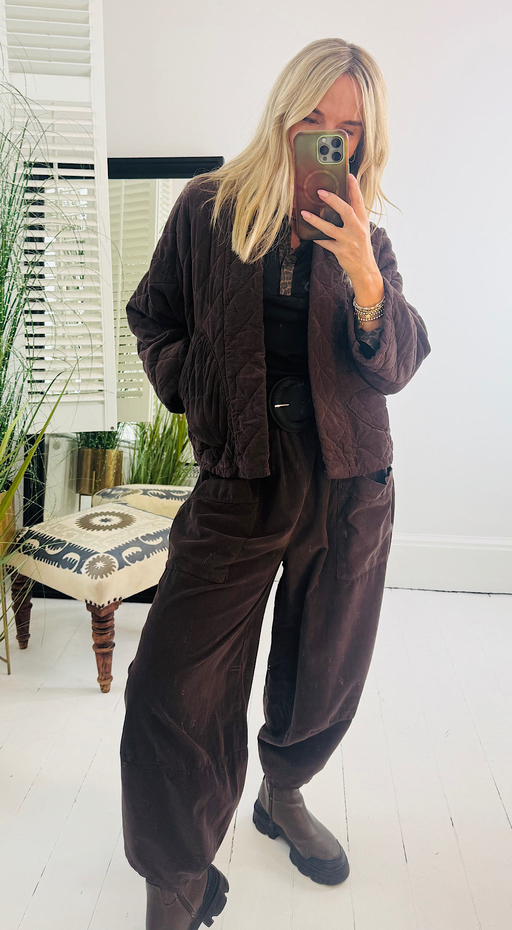 Quilted Cord Jacket - brown