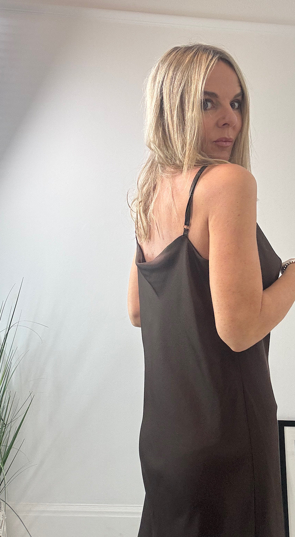 Long slip dress brown