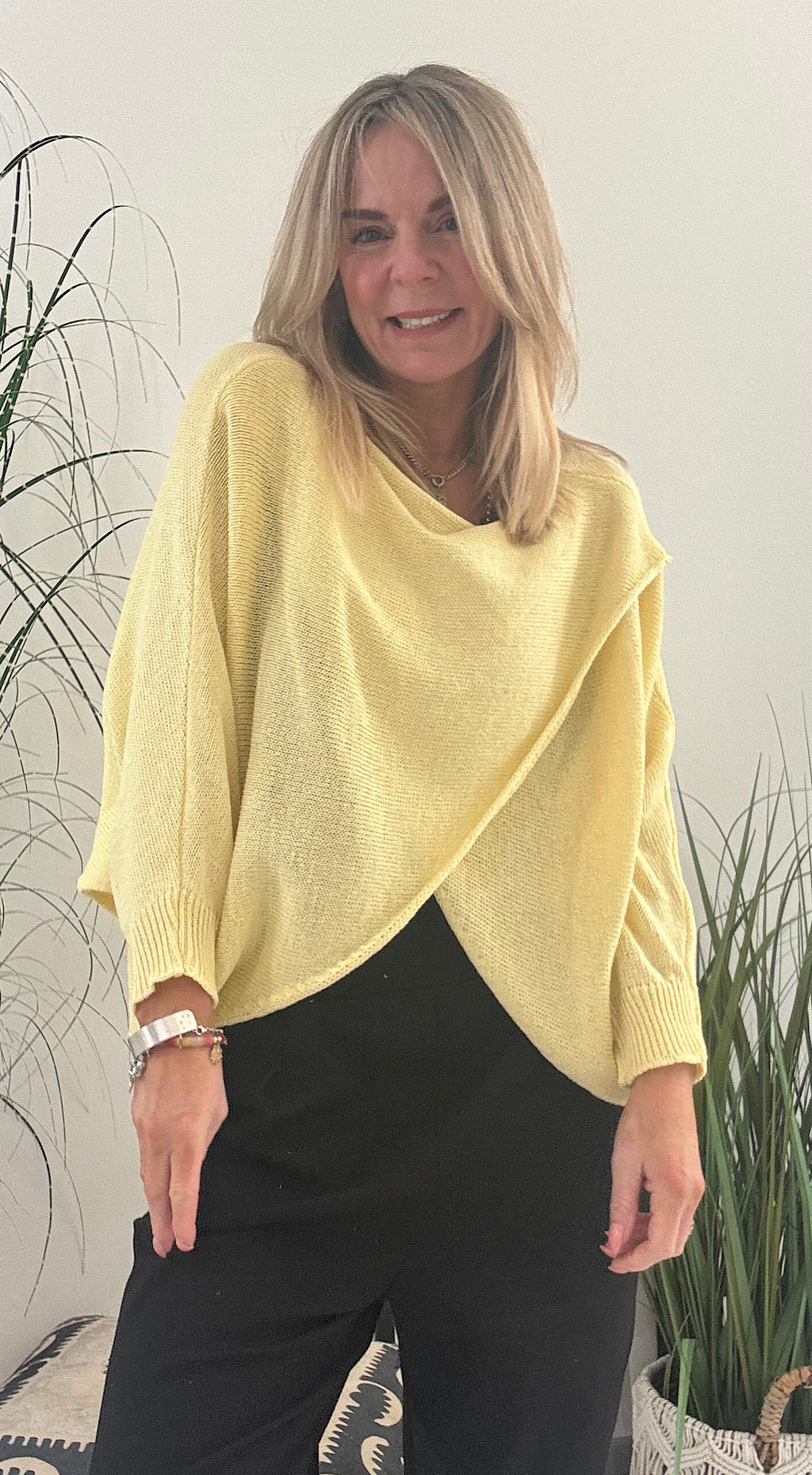 Spring Cross Over Knit Lemon