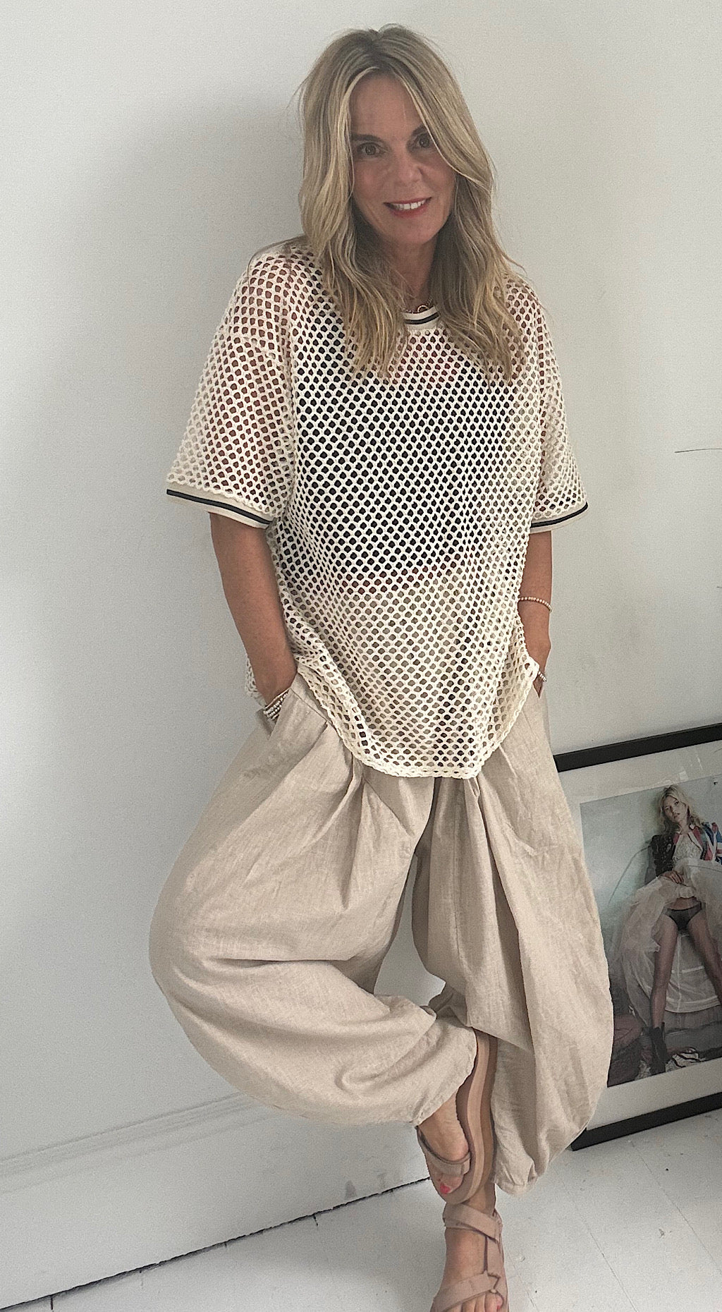 Linen Cocoon Barrel Pant - stone