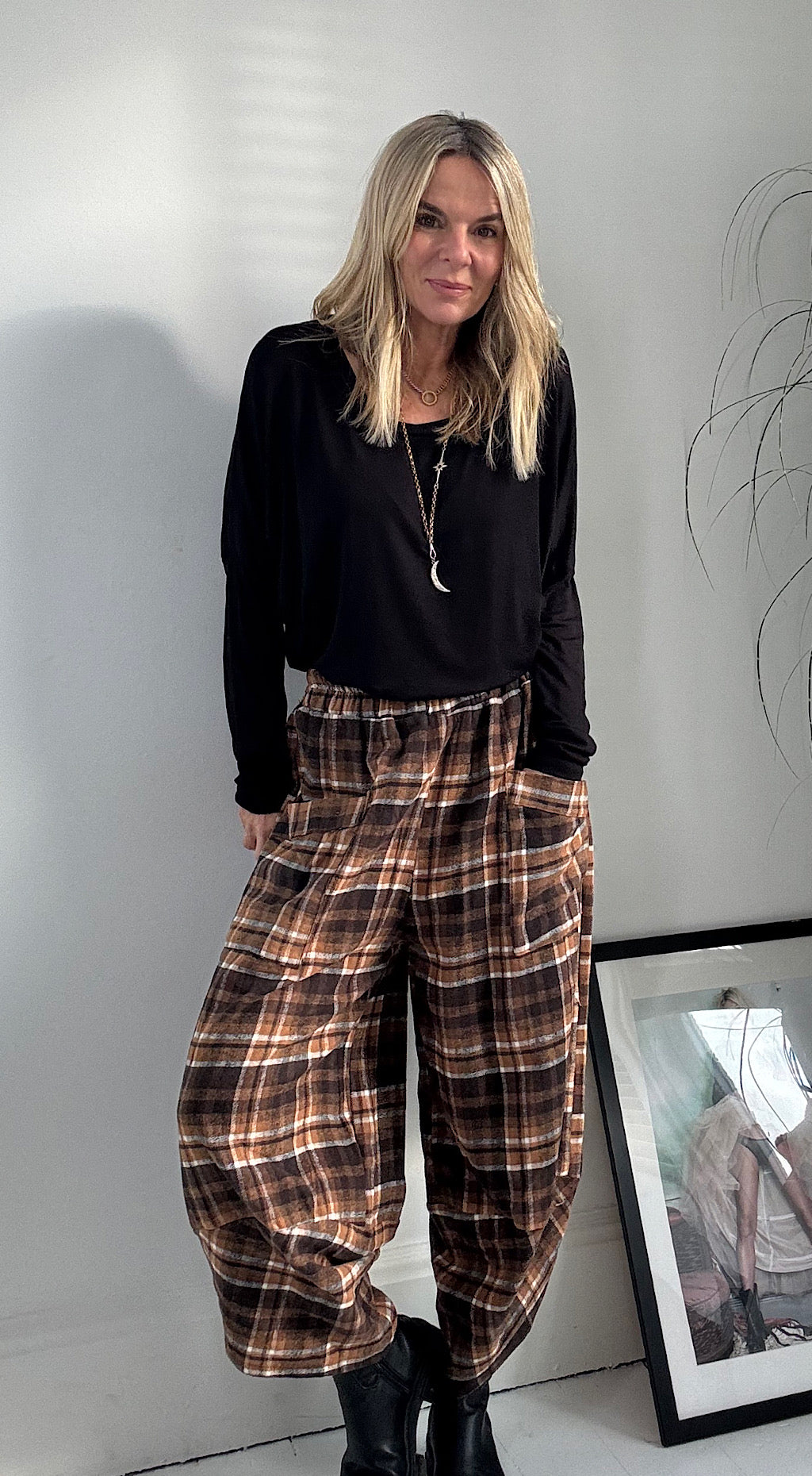 Traitors Check Cocoon Pant - Rust Mix