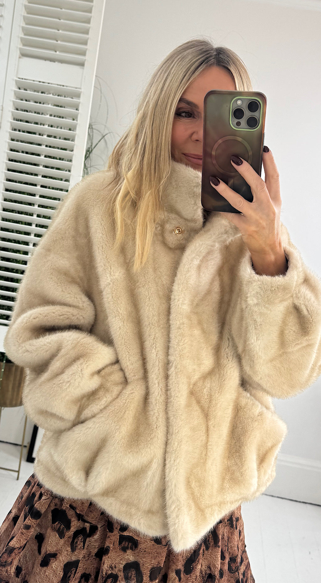 Champagne faux fur jacket