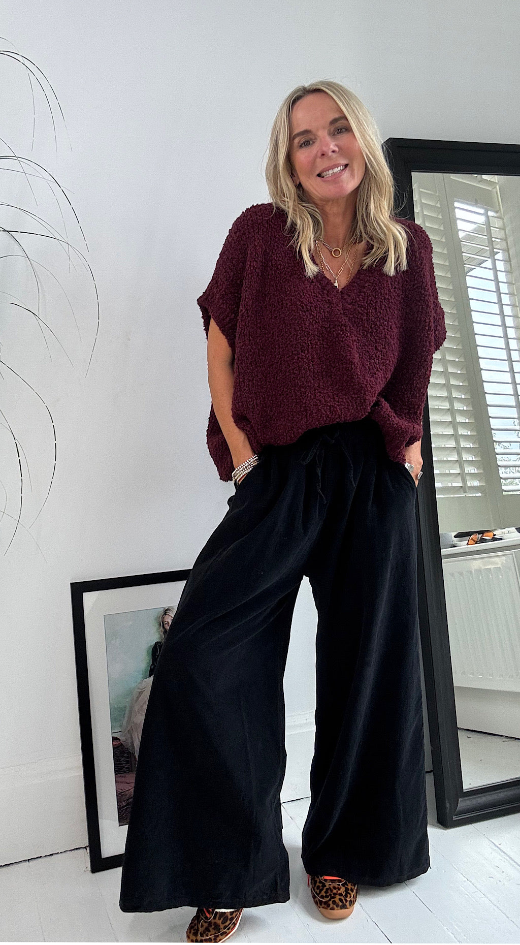 Needle Cord Flared Pant - Black