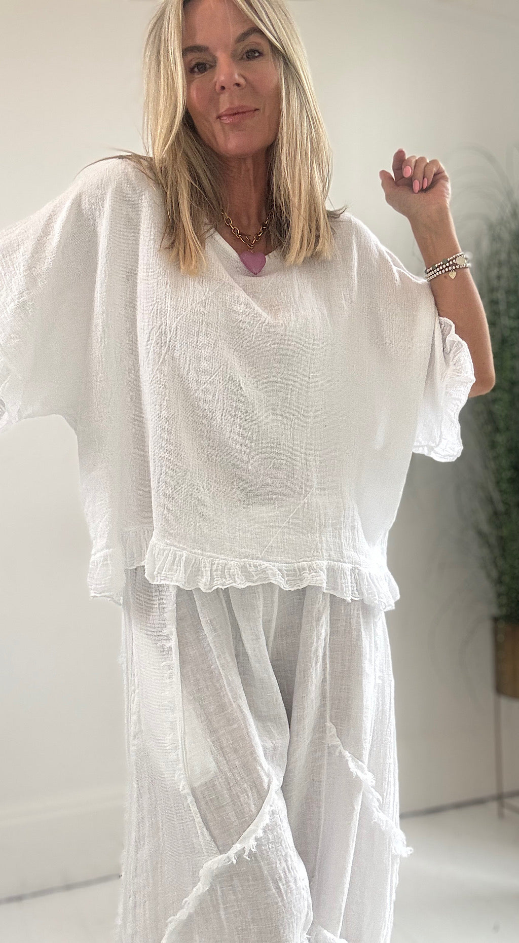 Tea bag linen top white