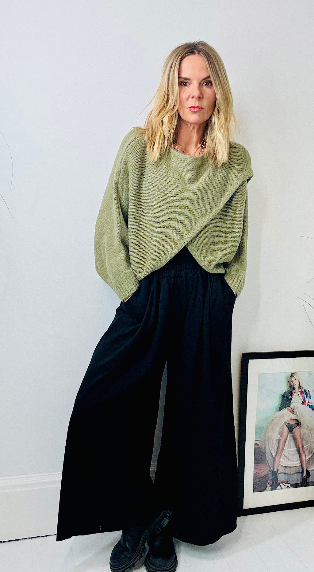 Cross Over Knit - khaki