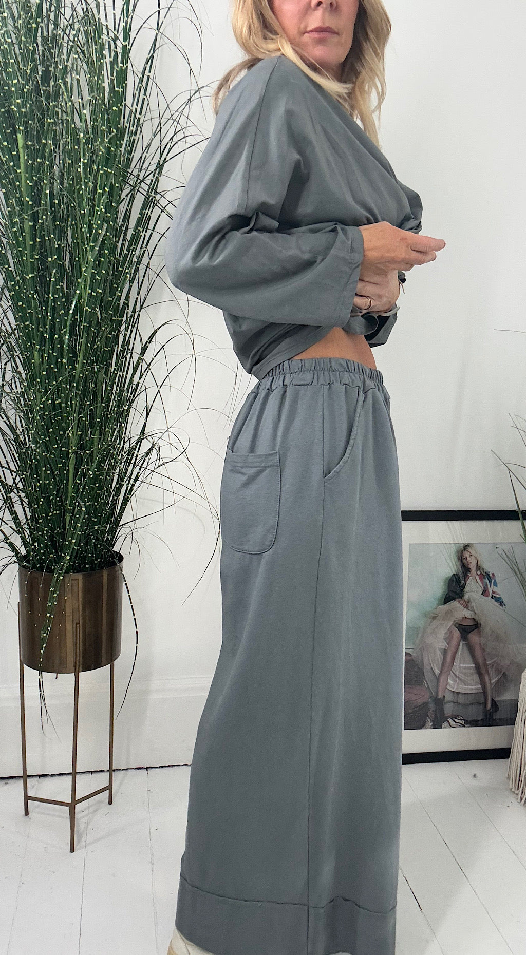 Flared Palazzo Jogger - grey