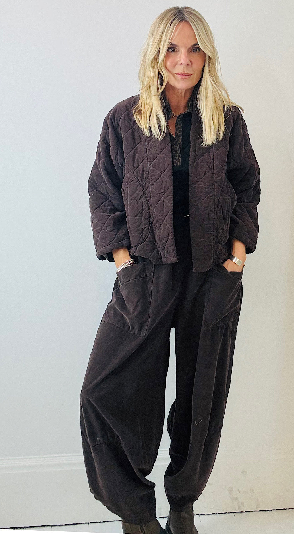 Quilted Cord Jacket - brown