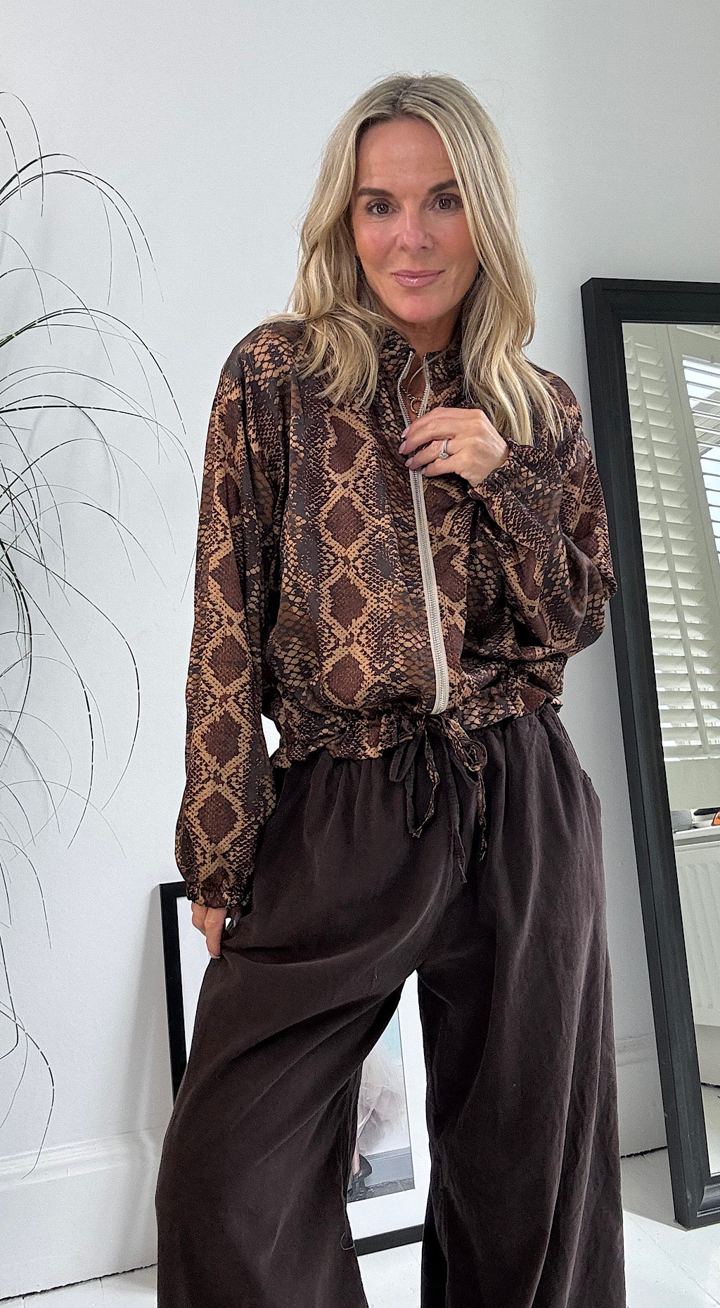 Snake Print Bomber Style Jacket