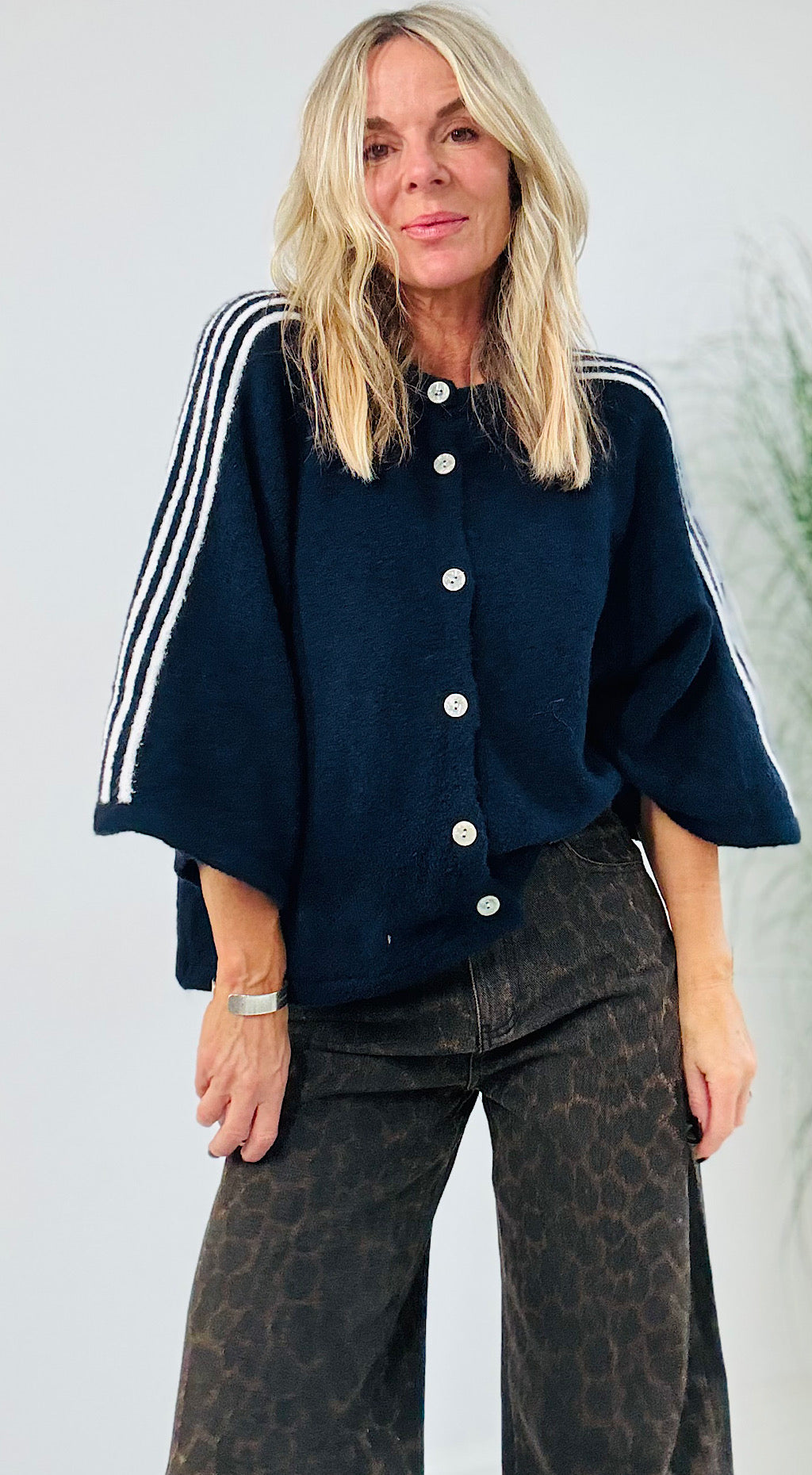 Retro Sporty Cardigan - navy