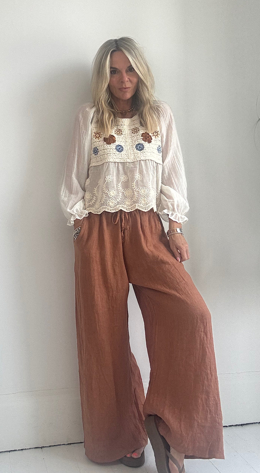 Linen pants brick