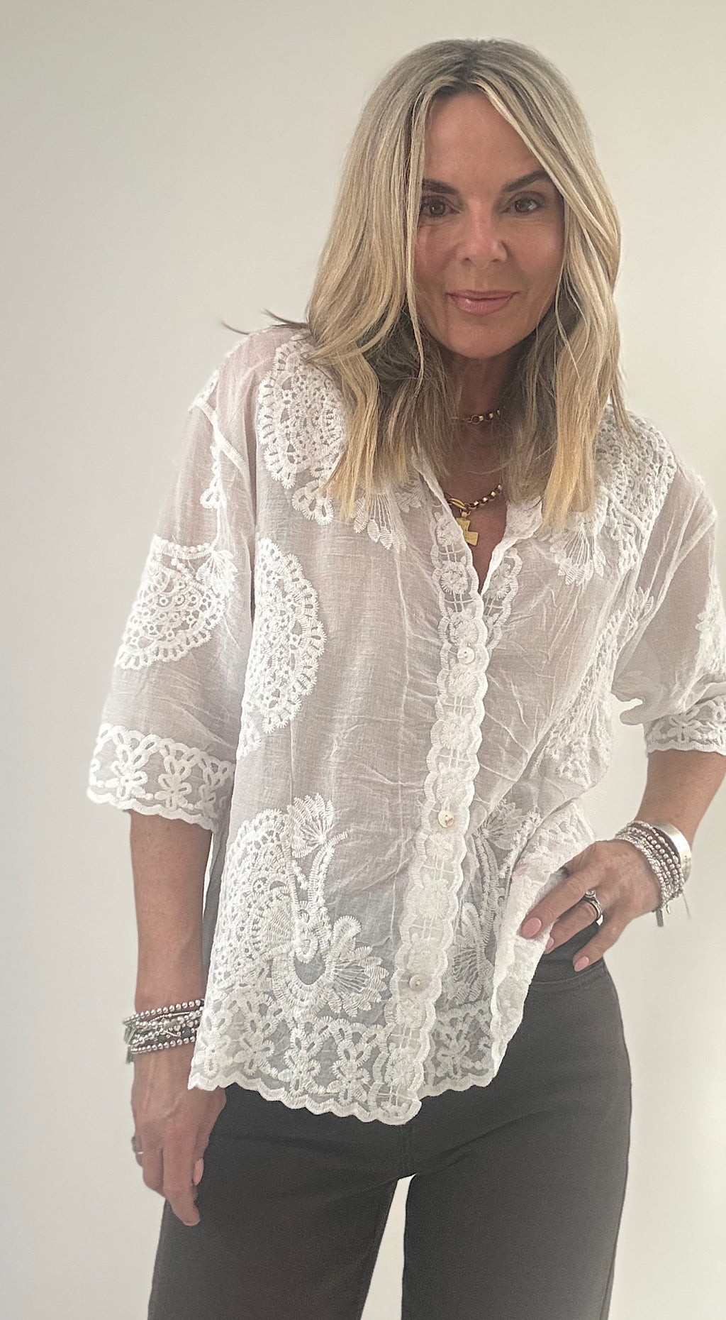 White Embroidered Shirt