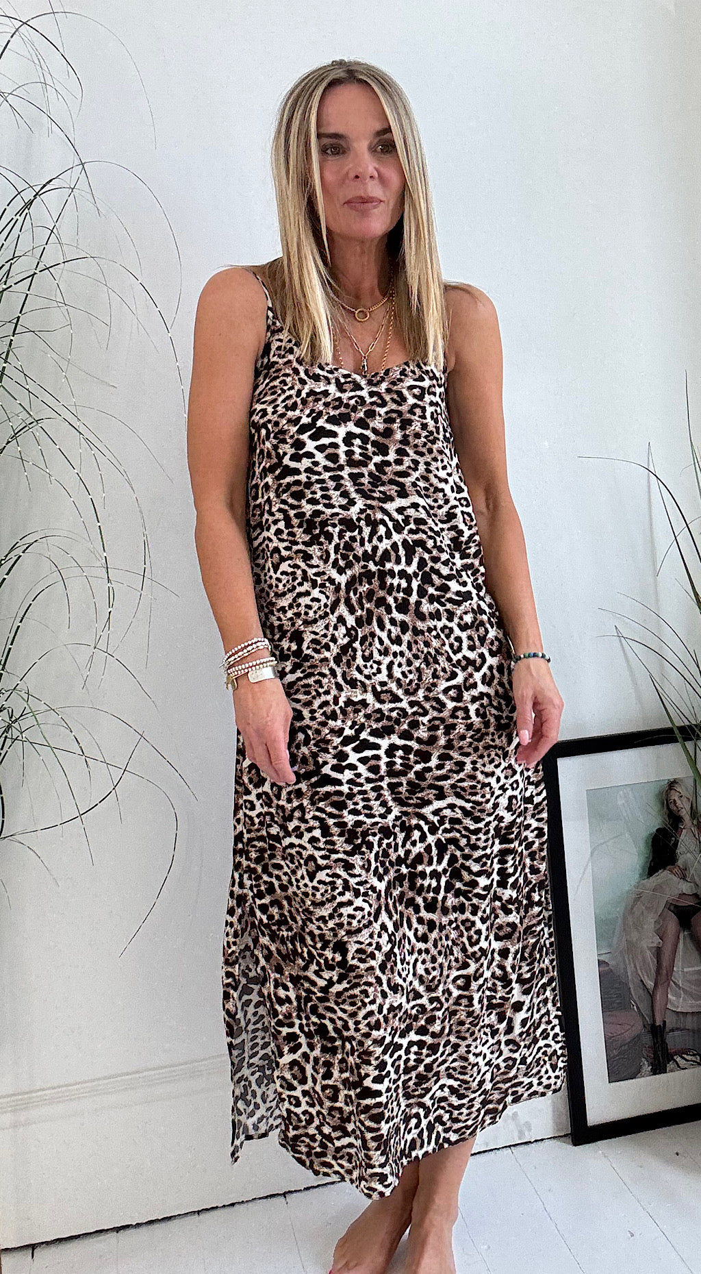 Joella Slip Dress - Leopard print
