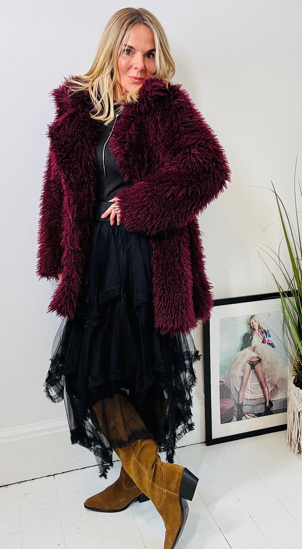 Carrie mongolian faux fur plum