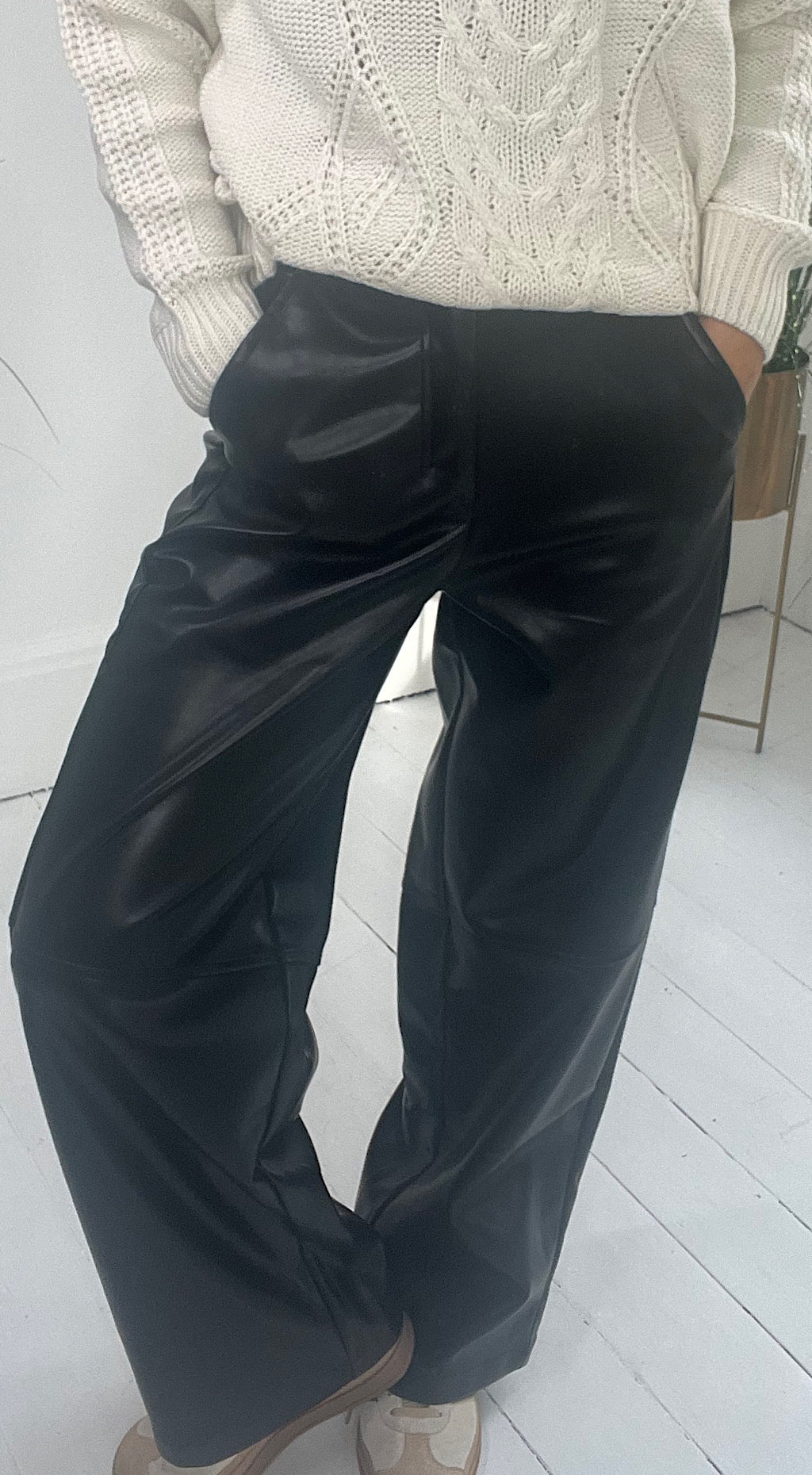 Vegan leather wide leg pants by Religion