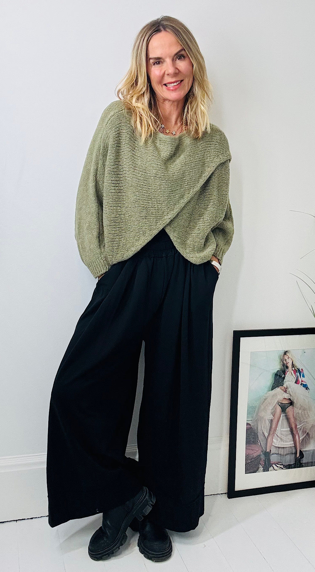 Cross Over Knit - khaki