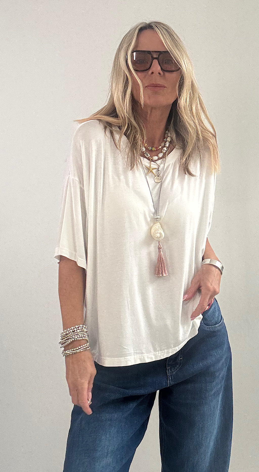 Boxy Slinky Tee - white