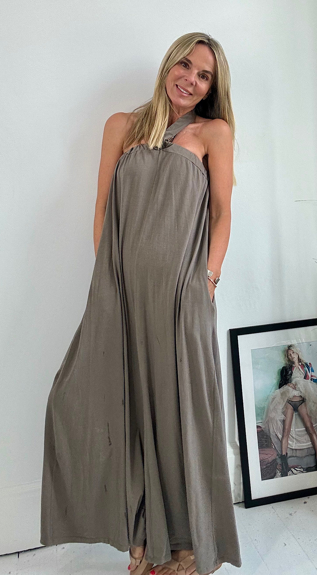 Halter Neck Jumpsuit Mocha