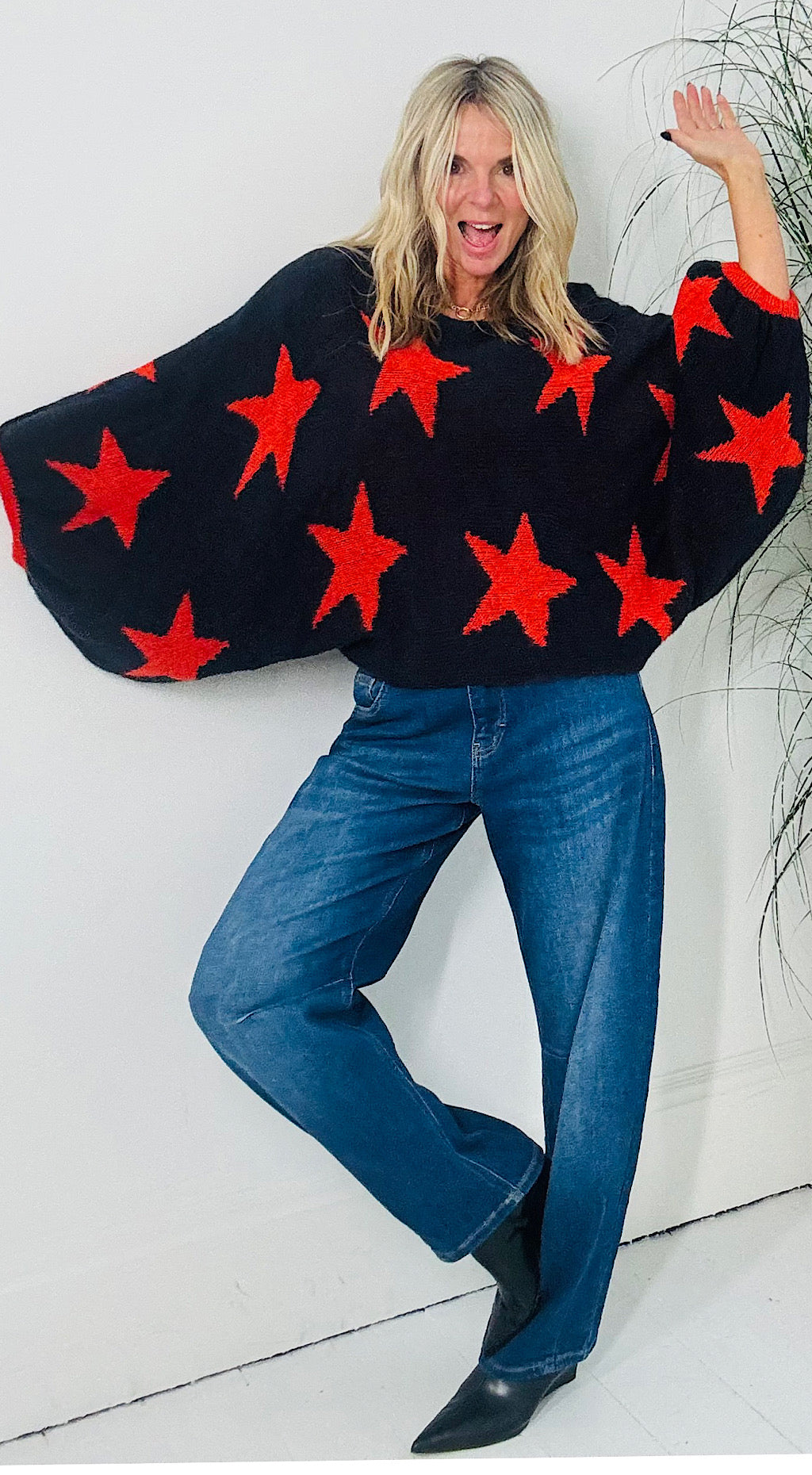 Seeing Stars Knit - Burnt Orange/Navy
