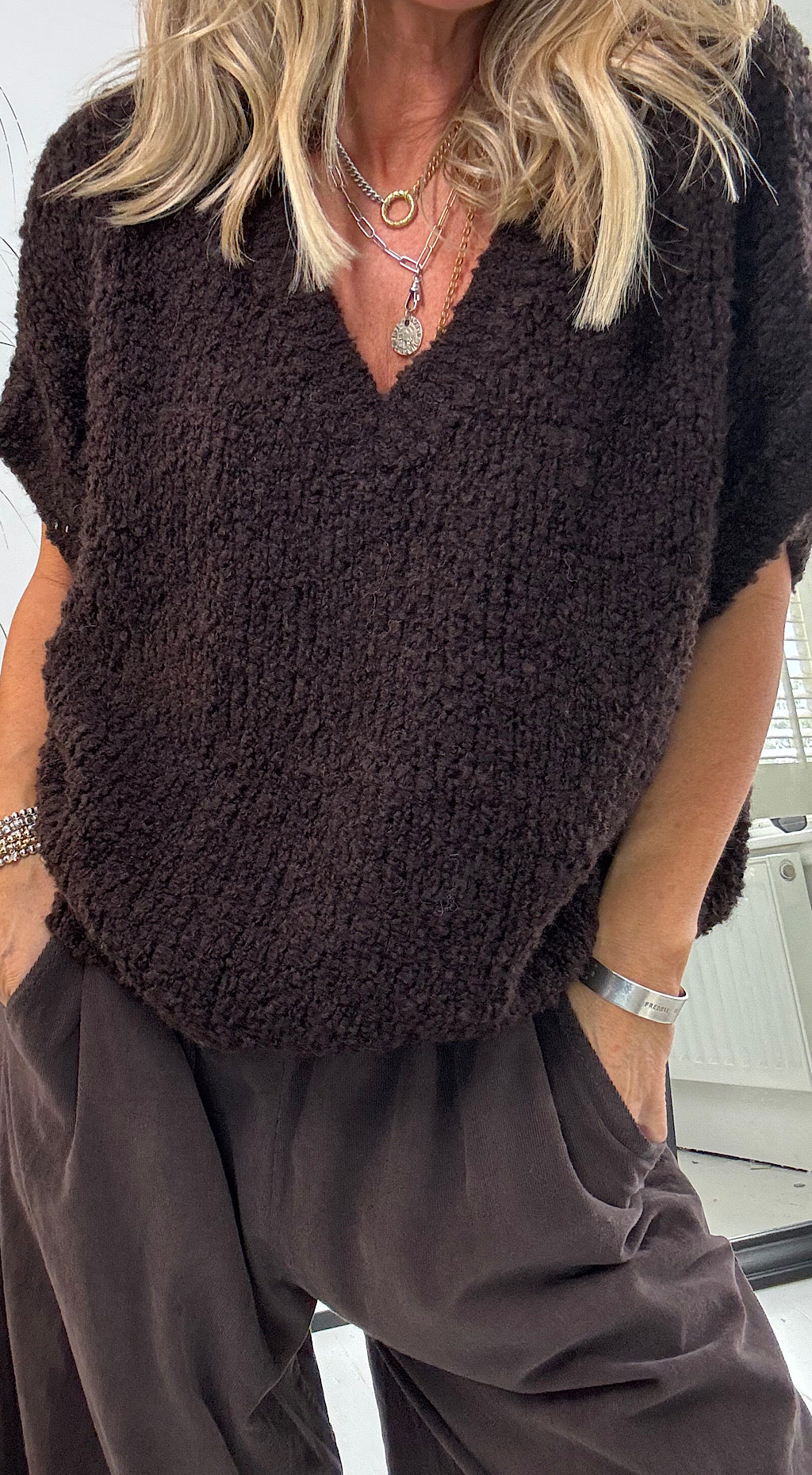 Knitted Tank Top - Brown