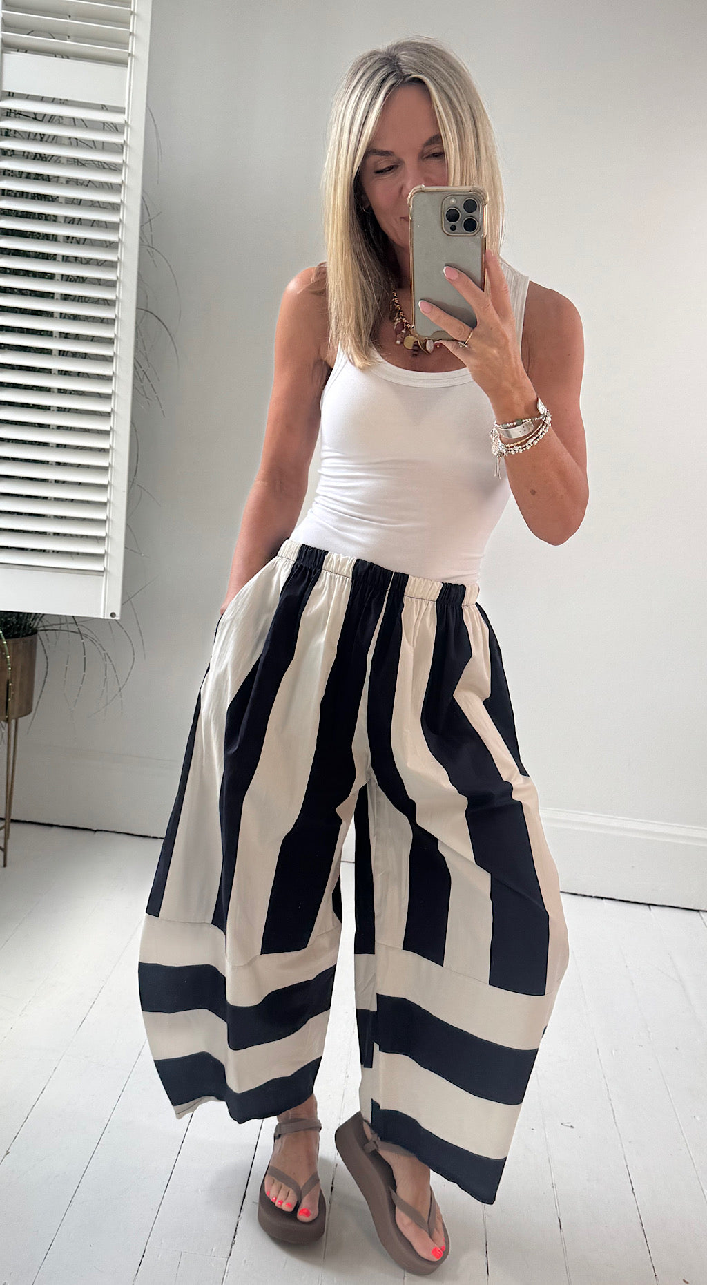 Barrel stripe pants